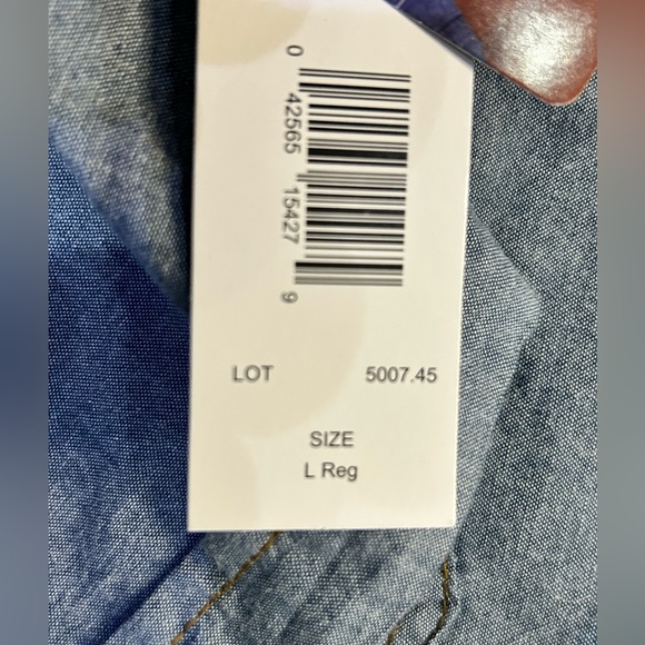 Key Western Wear Chambray Shirt, Pearl Snaps, Large - Picture 7 of 10